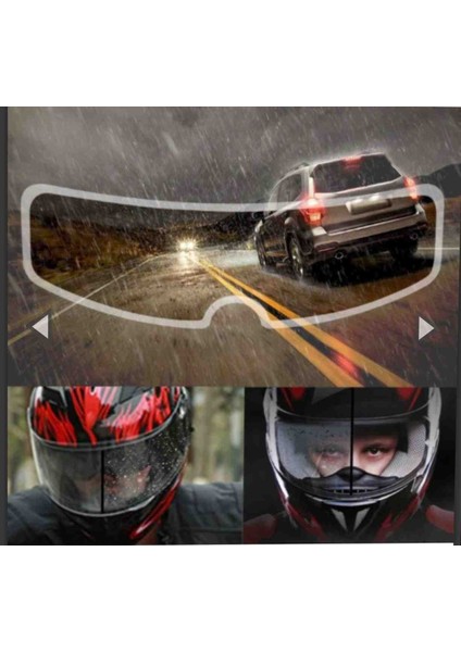 Motosiklet Kaskı Yağmur Kaydırıcı Buğu Önleyici. Film. Şeffaf Renk. 23.5 * 7 cm .ebat