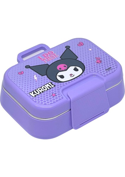 Bento 1030ML Lunchbox Kuromi Lisanslı Tek Katlı 2 Bölmeli Paslanmaz Çelik Sefer Tası Yemek Kutu