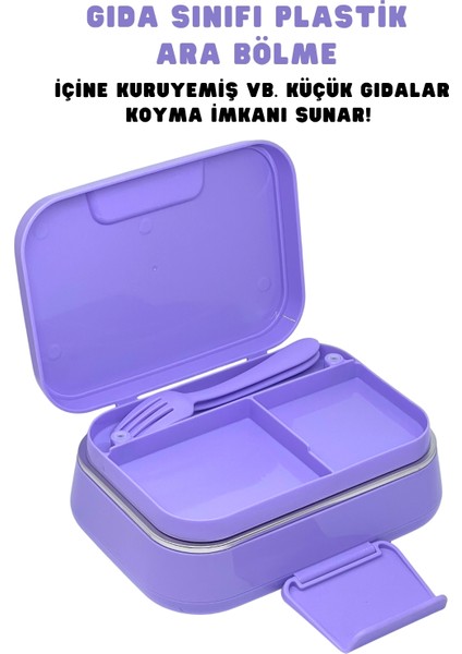 Bento 1030ML Lunchbox Kuromi Lisanslı Tek Katlı 2 Bölmeli Paslanmaz Çelik Sefer Tası Yemek Kutu modelleri