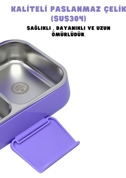 Bento 1030ML Lunchbox Kuromi Lisanslı Tek Katlı 2 Bölmeli Paslanmaz Çelik Sefer Tası Yemek Kutu fırsatları
