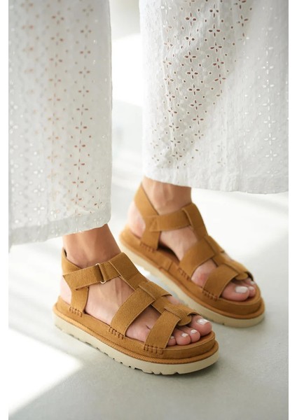 Eva Hafif Taban Rahat Cırtlı Kadın Sandalet Taba fırsatları