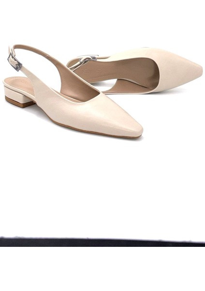 Burnu Kapalı Alçak Topuklu Kadın Ayakkabı Ten modelleri