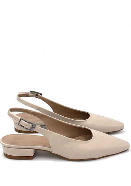 Burnu Kapalı Alçak Topuklu Kadın Ayakkabı Ten indirimleri