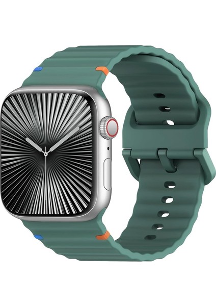 Apple Watch 4 5 6 7 8 9 10 Se Ultra Uyumlu 44 45 46 49MM Dalgalı Tasarım Silikon Kordon Kayış