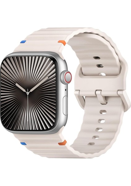 Apple Watch 4 5 6 7 8 9 10 Se Ultra Uyumlu 44 45 46 49MM Dalgalı Tasarım Silikon Kordon Kayış