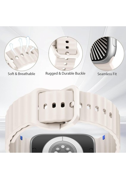 Apple Watch 4 5 6 7 8 9 10 Se Ultra Uyumlu 44 45 46 49MM Dalgalı Tasarım Silikon Kordon Kayış fiyatları