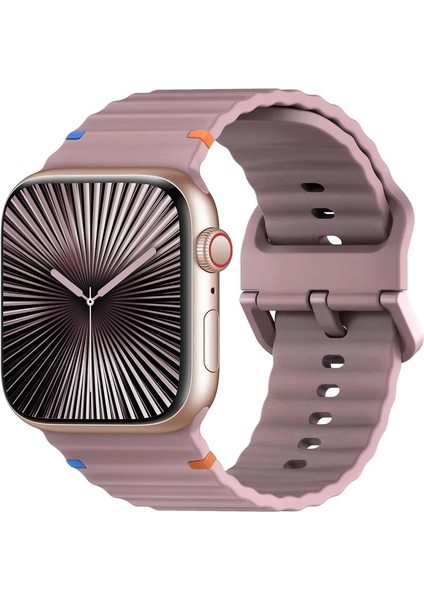 Apple Watch 4 5 6 7 8 9 10 Se Ultra Uyumlu 44 45 46 49MM Dalgalı Tasarım Silikon Kordon Kayış