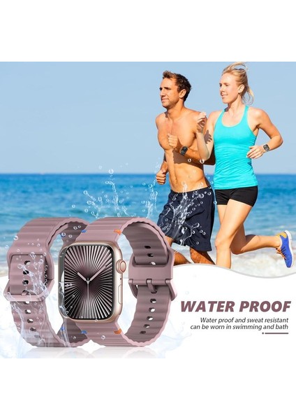 Apple Watch 4 5 6 7 8 9 10 Se Ultra Uyumlu 44 45 46 49MM Dalgalı Tasarım Silikon Kordon Kayış modelleri