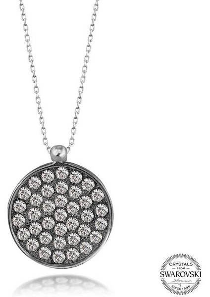 Swarovski Crystal Taşlı Yuvarlak Gümüş Kadın Kolye