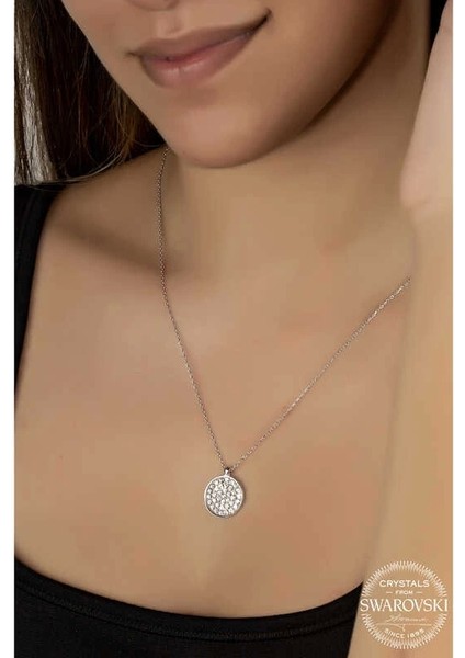 Swarovski Crystal Taşlı Yuvarlak Gümüş Kadın Kolye fiyatları