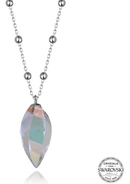 Crystal Taşlı Top Zincir Gümüş Kadın Kolye