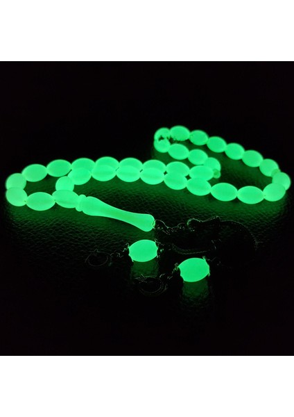 Erkek Ayyıldız Püskül Kokulu Arpa Kesim Fosforlu Toz Kehribar Tesbih