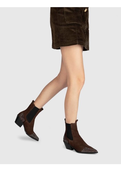 Dixie Süet Taşlı Kadın Siyah Topuklu Bot fiyatları