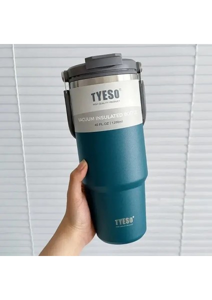 Tyeso Paslanmaz Çelik Kahve Fincanı Soğuk ve Sıcak Çift Katmanlı Dak Dak Termo Su Şişesi Araba Seyahat Kupa Vakum Fincan Kapasite: 600ML/RENK: Mavi (Yurt Dışından)