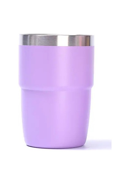 304 Paslanmaz Çelik Kahve Kupası Ev Halkı Çift Katmanlı Yalıtımlı Termos Kupası Kapak Su Kupası 8 Oz Açık Seyahat Kupası Kapasite: 240ML/RENK: Mor (Yurt Dışından)