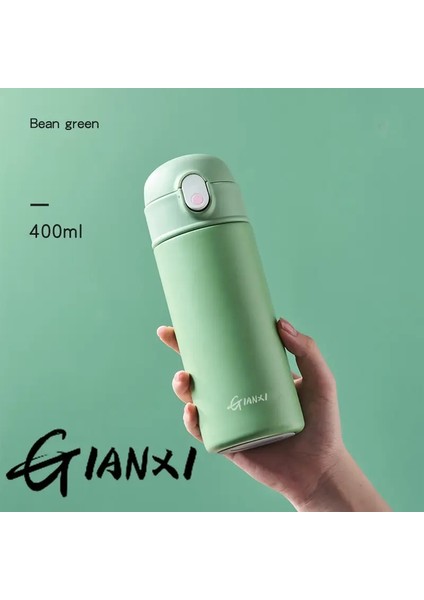 Gianxi Saman Termos Kupası Paslanmaz Çelik Termos Su Şişesi Basit Stil Taşınabilir Yalıtımlı Kur Içki: 400-500ML/RENK: Yeşil 400ML (Yurt Dışından)
