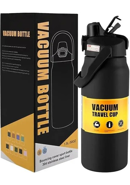 Yalıtımlı Vakum Paslanmaz Dak - Strawcapacity ile Soğuk Sıcak Termos Su Şişesi: 1500ML/RENK: G13601 (Yurt Dışından)