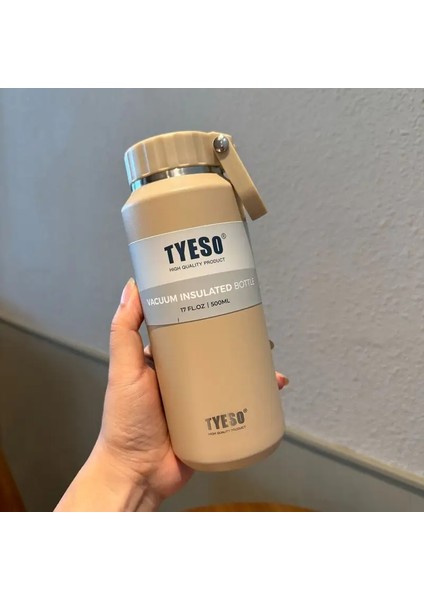 500ML/710ML Çift Paslanmaz Çelik Vakum Şişesi Tutamaklı Moda Taşınabilir Uzun Süreli Yalıtımlı Termos Kupa Seyahat Tumbler Kapasite: 710ML/RENK: Bej (Yurt Dışından)