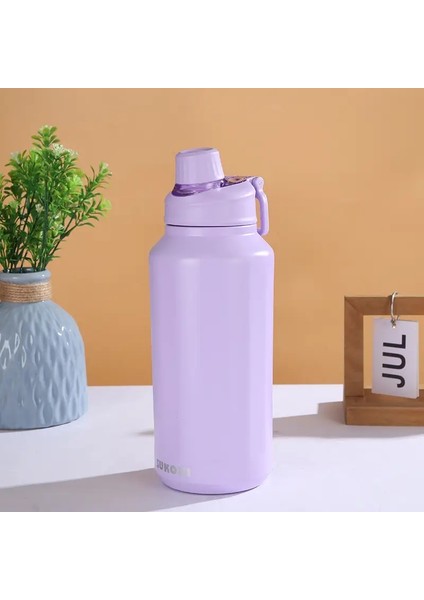 1000ML Fincan Büyük Kapasiteli Vakum Kupası Termos Şişesi Mor Siyah Kırmızı Paslanmaz Çelik Yalıtımlı Su Şişesi Seyahat Kupası Kapasite: 1000ML/RENK: Mor (Yurt Dışından)