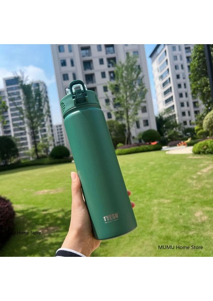 Tyeso 600ML/750ML Dış Mekan Termos Su Şişesi Saman Taşınabilir Tumbler Vakum Şenlikleri Kupa Kupa Soğuk ve Sıcak Termal Kupa Kapasite: 600ML/RENK: Yeşil (Yurt Dışından)