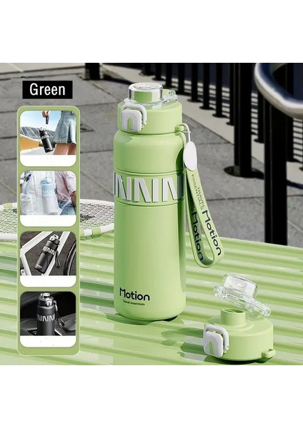 800ML/600ML Paslanmaz Çelik 316 Spor Vakum Şişesi Saman Taşınabilir Spor Salonu Fitness Tırmanma Siber Siber Termal Şişe Seyahat Tumbler Kapasite: 800ML/RENK: Yeşil (Yurt Dışından)