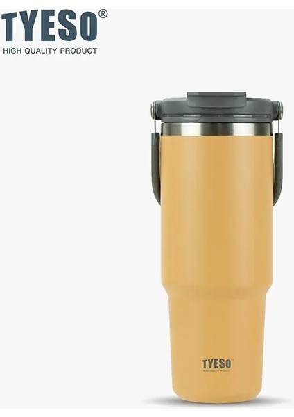 Tyeso 8826 Büyük Kapasite 1200ML Tumbler Kahve Kupası Paslanmaz Çelik Spor Termos Kupası Soğuk ve Sıcak Çift Katmanlı Yalıtımlı Kupa Kapasite: 600ML/RENK: Limon Sarı (Yurt Dışından)