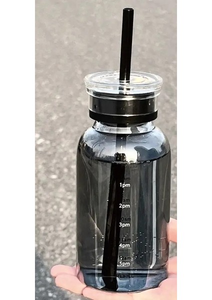 Temiz Cam Cam Saman Kupası Çift Kapaklı Sızdırmaz Kapak Yeniden Kullanılabilir Cam Içecek Şişe Süt Şişesi Markercolor: 700ML Şeffaf (Yurt Dışından)