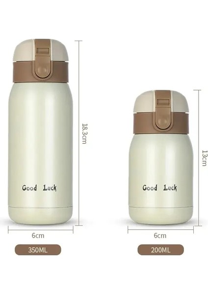 200ML/350ML Sevimli Şeker Mini Termos Fincan Çocuklar Karikatür Sıcak Su Şişesi Paslanmaz Çelik Termal Kahve Kupa Vakum Şişesi Yalıtımlı Kapasite: 350ML/RENK: Bej (Yurt Dışından)
