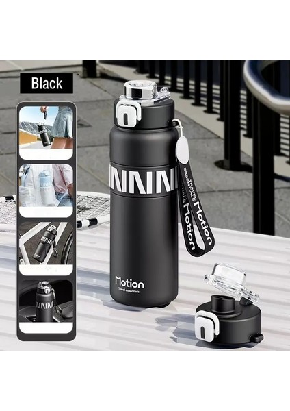 800ML/600ML Paslanmaz Çelik 316 Spor Vakum Şişesi Saman Taşınabilir Spor Salonu Fitness Tırmanma Siber Siber Termal Şişe Seyahat Tumklercuity: 600ML/RENK: Siyah (Yurt Dışından)