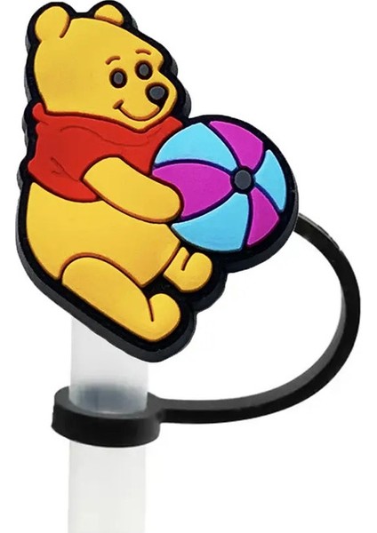 Sıcak Oyuncaklar Disney Pooh Bear Saman Kapak Kapağı Karikatür 10MM Içecek Saman Tapası Yeniden Kullanılabilir Sıçrama Kanıt Içme Kupası Saman Kapak Aksesuarları Renk: 3 (Yurt Dışından)