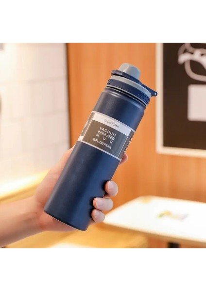 Termal Kupa Basit Taşınabilir Paslanmaz Çelik Su Kişisi Büyük Kapasiteli Spor Şişesi Açık Su Şişesi Taşınabilir Uzay Tenceresi Kapasite: 530ML/RENK: Mavi (Yurt Dışından)