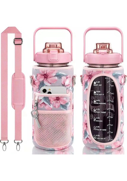 2l Su Şişesi Kapağı Izolatör Kılıf Torbası Tumbler Şişe Çantası Kamp Kampı Için Taşınabilir Açık Hava Spor Içecek Yazıları Bagcolor: Yeşil (Yurt Dışından)