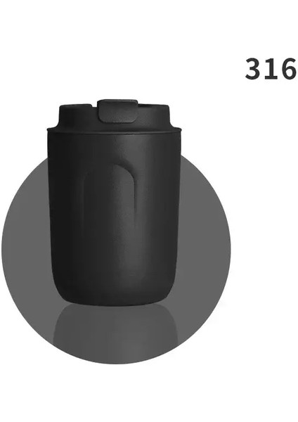 316 Paslanmaz Çelik Fincan Kahve Kupa Termal Sızdır Gözden Geçirmez Vakum Şişesi Çift Duvar Tumbler Yalıtımlı Travle Içecek Termos Bottlecapity: 220ML-380ML/RENK: Siyah 220ML (Yurt Dışından)