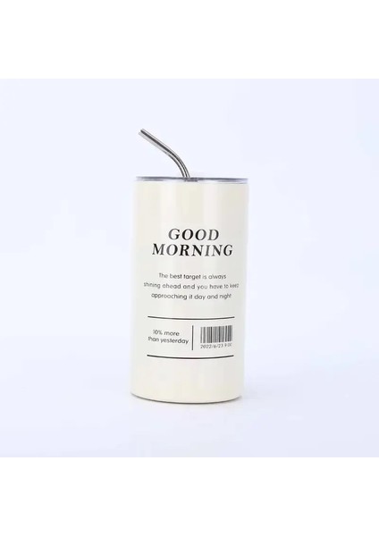 Çift Katmanlı Paslanmaz Çelik Kahve Fincanı Termos Soğutucu Saman Fincan Taşınabilir Yeniden Kullanılabilir Ins Buz Kahvesi Kupa Soğuk Su Şişesi Kapasite: 320ML/RENK: Süt Beyaz (Yurt Dışından)