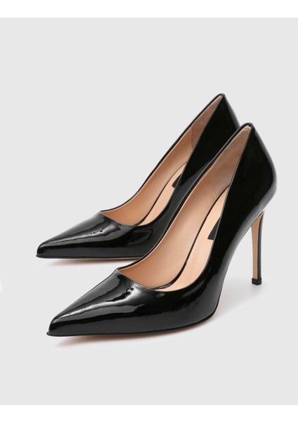 Linz Hakiki Rugan Deri Siyah Kadın Stiletto fiyatları