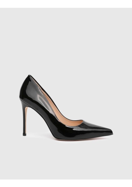 Linz Hakiki Rugan Deri Siyah Kadın Stiletto modelleri