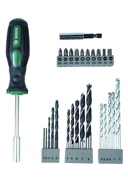 Professional Accessories - 27 Parça Tornavidalı Vidalama ve Matkap Ucu Seti, Gümüş fiyatları