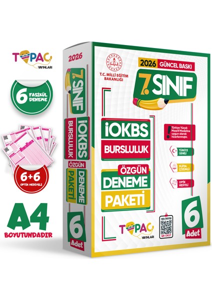 2026 7.sınıf Özgün Iokbs-Bursluluk 6lı Deneme Paketi Dijital Çözümlü Türkiye Geneli