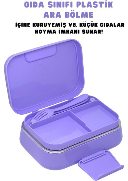 Bento 1030ML Lunchbox Kuromi Lisanslı Tek Katlı 2 Bölmeli Paslanmaz Çelik Sefer Tası Yemek Kutu modelleri