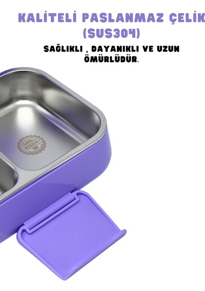 Bento 1030ML Lunchbox Kuromi Lisanslı Tek Katlı 2 Bölmeli Paslanmaz Çelik Sefer Tası Yemek Kutu fırsatları
