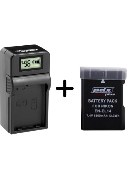 ,Nikon ile uyumlu En-El14 Fotoğraf Makinesi Bataryası Ve Şarj Cihazı.