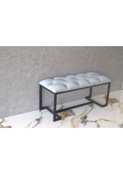 Siyah Metal Puf Bench Antre Önü Ayak Ucu Bench Puf