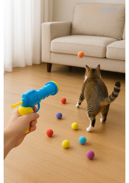 Peluş Oyuncak Top Atıcı Eğlenceli Kedi Oyun Seti - Top Fırlatan Kedi Oyuncağı - Çok Renkli Kedi Topu - Kedi Oyuncağı modelleri