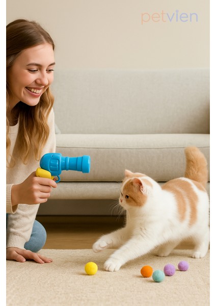Peluş Oyuncak Top Atıcı Eğlenceli Kedi Oyun Seti - Top Fırlatan Kedi Oyuncağı - Çok Renkli Kedi Topu - Kedi Oyuncağı fiyatları