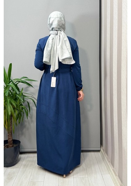 Cep Detaylı Basic Elbise Indigo 37814 modelleri