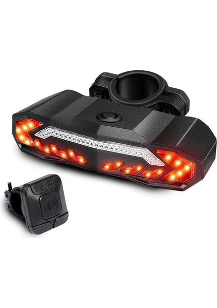 Bisiklet Sele Altı Arka LED Şarj Edilebilir Dönüş Sinyali Stop Işığı Uzaktan Kumandalı Alarm Korna