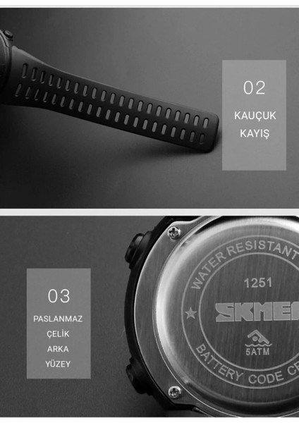 1251 Skmeierkek Kol Saati LED Işıklı Digital Ekran Silikon Kordon indirimleri