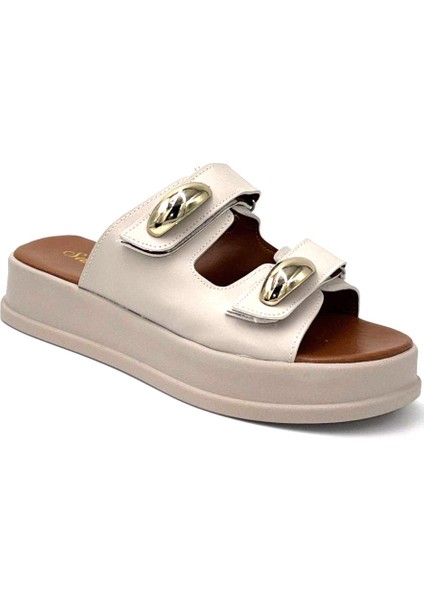 (Şanzelize) Çift Cırtlı Günlük Kadın Terlik Bej fiyatları