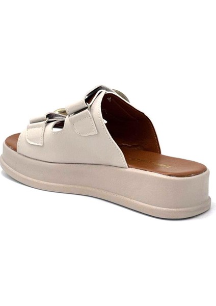 (Şanzelize) Çift Cırtlı Günlük Kadın Terlik Bej fırsatları