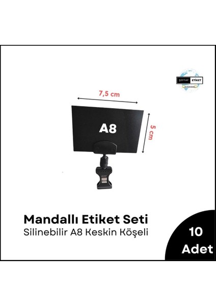 10 Adet Silinebilir Siyah Etiket Seti Mandallı Kıskaçlı Etiket Takımı Dekoratif isimlik Döner Başlıklı Kıstırmalı Etiket isimlik Seti